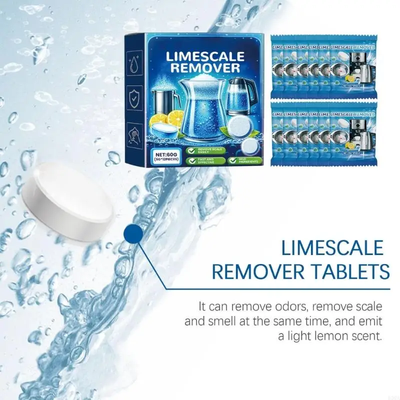 Kettle Limescale Remover Efficient Kettle Cleaning Table for Kettles and Coffee Machines Quick Dissolving, 12Piece Set 