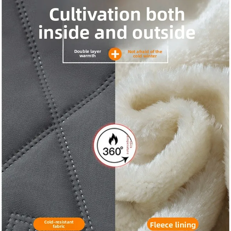 Maxbarley Winter Plush Padding Jacket Men Trendy Splicing Thick Thermal Padded Jacket Casual Outdoor Ski Windproof Fleece Parka