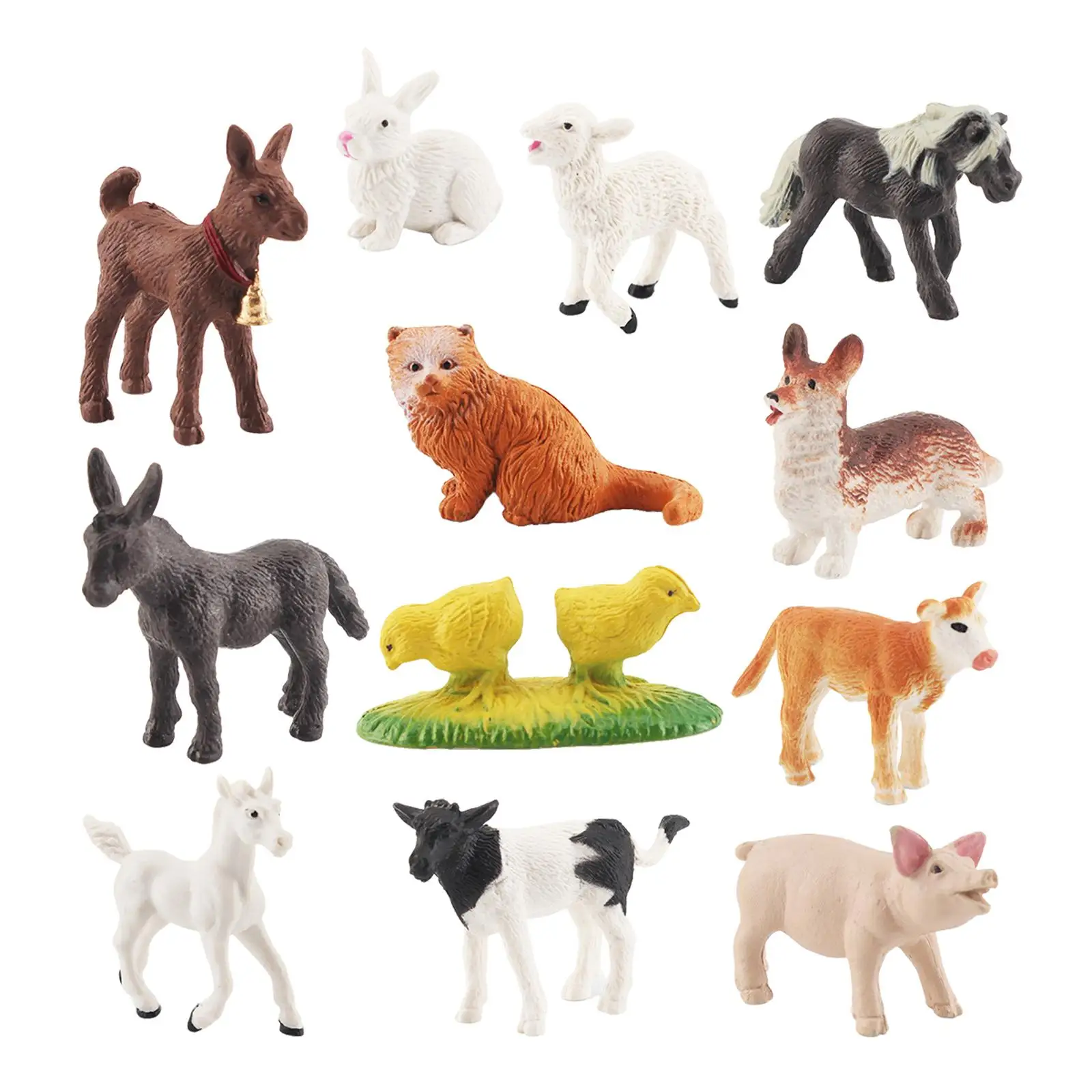 12 unidades de simulação de animais de fazenda brinquedos meninos playset figuras de ação