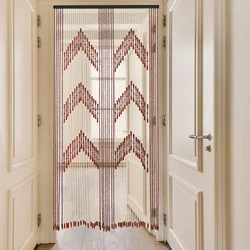 90x190cm Bamboo Wooden Door Curtain, 52 Strands Creative Beaded Curtain, Room Partition Curtain, Wall Decoration