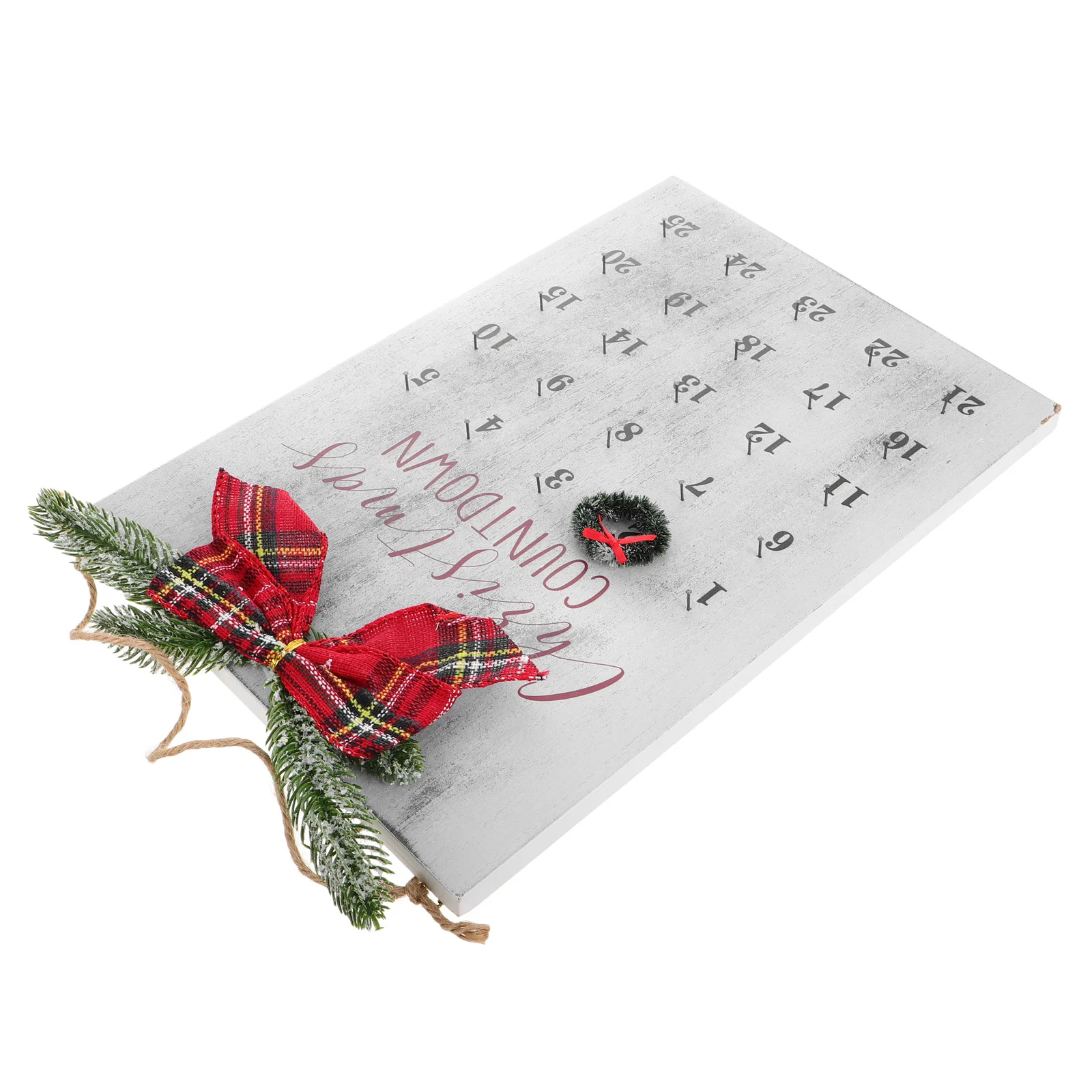 

Christmas Wreath Calendar Rustic Farmhouse Wooden Hanging Decor Holiday Countdown Wall Advent Xmas Party Ornament Festive