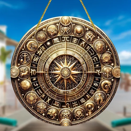 Zodiac Astrolabe 태양 포수, 원형 아크릴 사인, 걸이식, 창문, 베란다, 벽, 집, 방, 가족 선물 