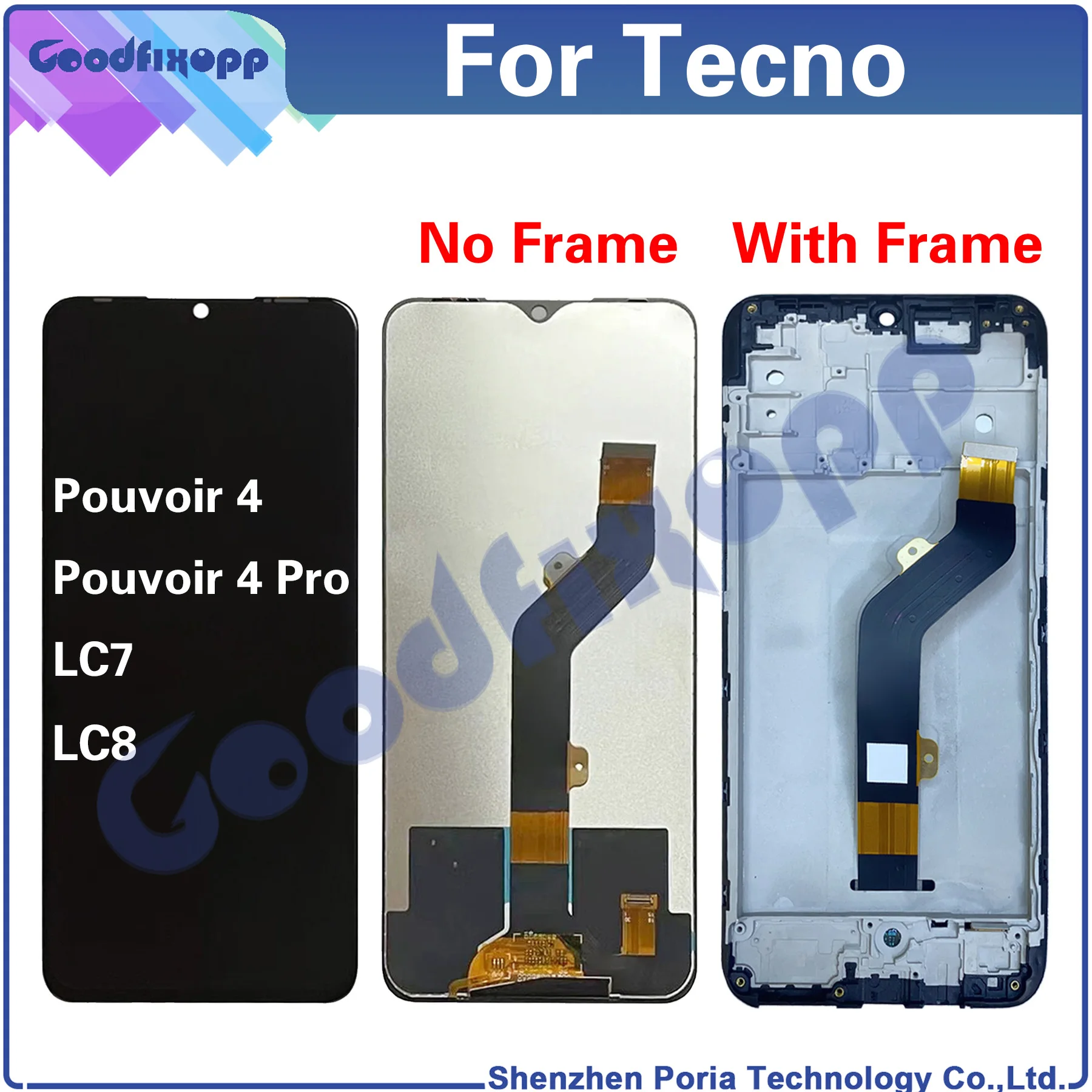 For Tecno Pouvoir 4 Pro LC7 LC8 Pouvoir4Pro Pouvoir4 LCD Display Touch Screen Digitizer Assembly Repair Parts Replacement