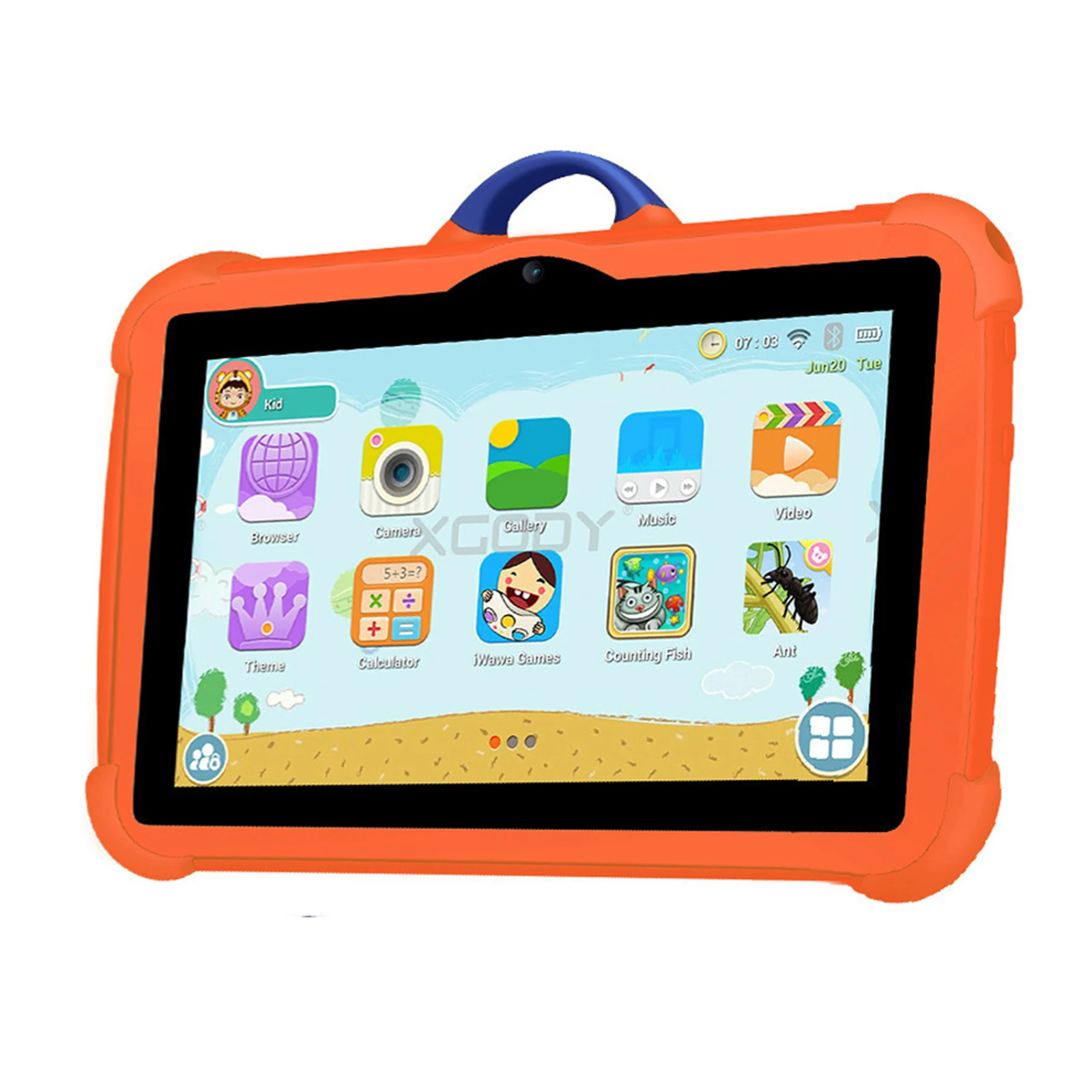 Kids Android 13 Tablet 7 inch HD 1024x600 Screen Android Quad Core 1GB 8G WIFI 4000mAh Learning Children Tablet Drop-proof Case