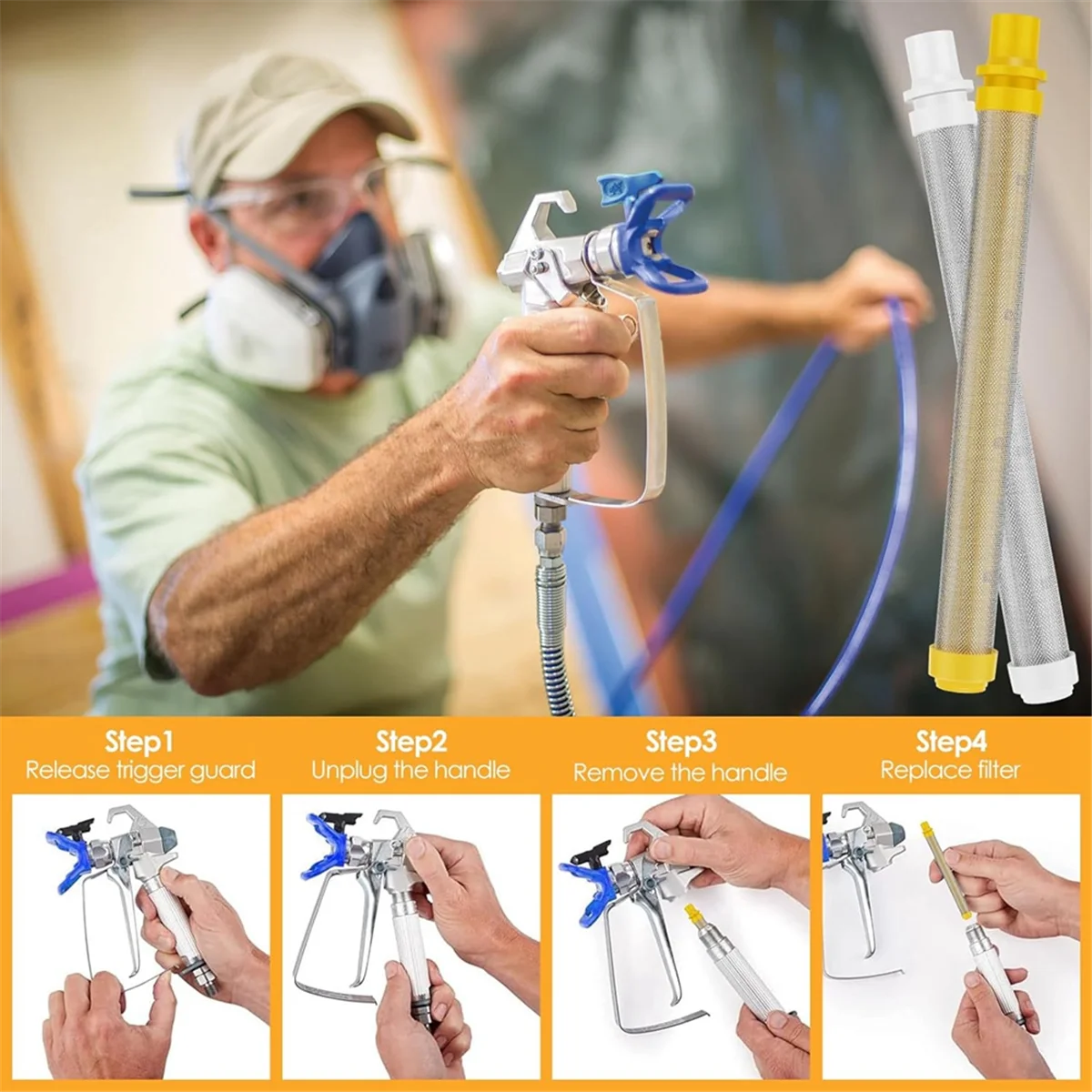 Universal Airless Spraygun Filtro Set, Airless Ferramenta de pulverização, tela de filtro, 60 e 100 Mesh, 20pcs