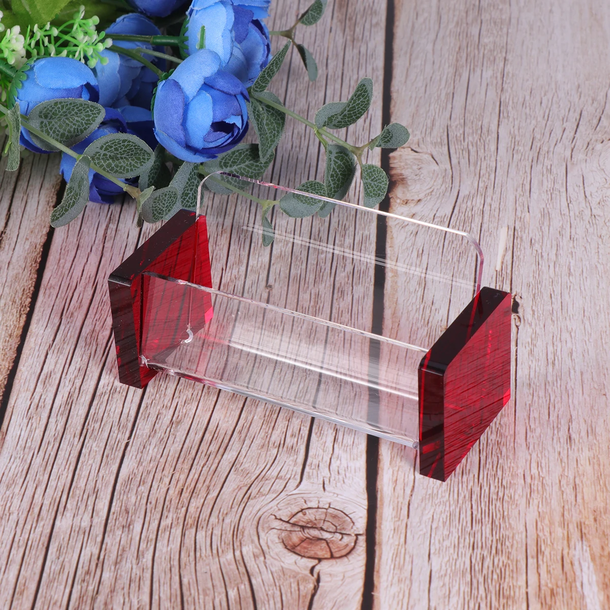 

1pcs Business Card Holder Plastic Display Stand Use Sleek Design Red Easy Storage For Cards Memos Office
