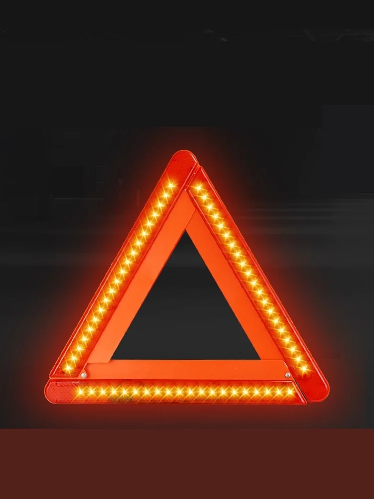 Foldable Roadblock LED Warning Triangle Safety Emergency Reflective Stop Hazard Red Sign Vehicle Emergency Triangle Tripod