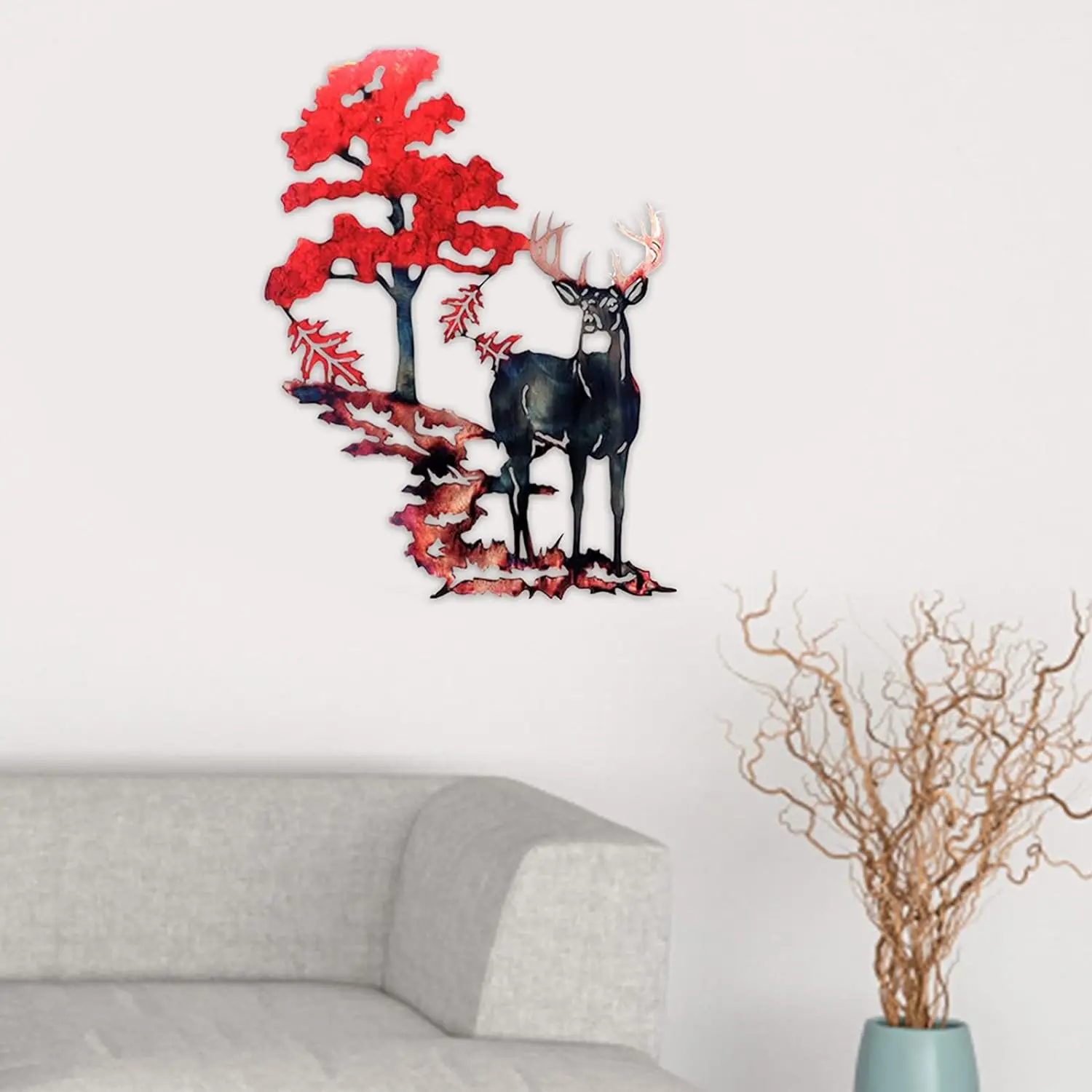 1pc Metal Iron Artwork of White Tail Deer: Euro-US Style Home Wall Decoration. A Splendid Hanging Craftpiece