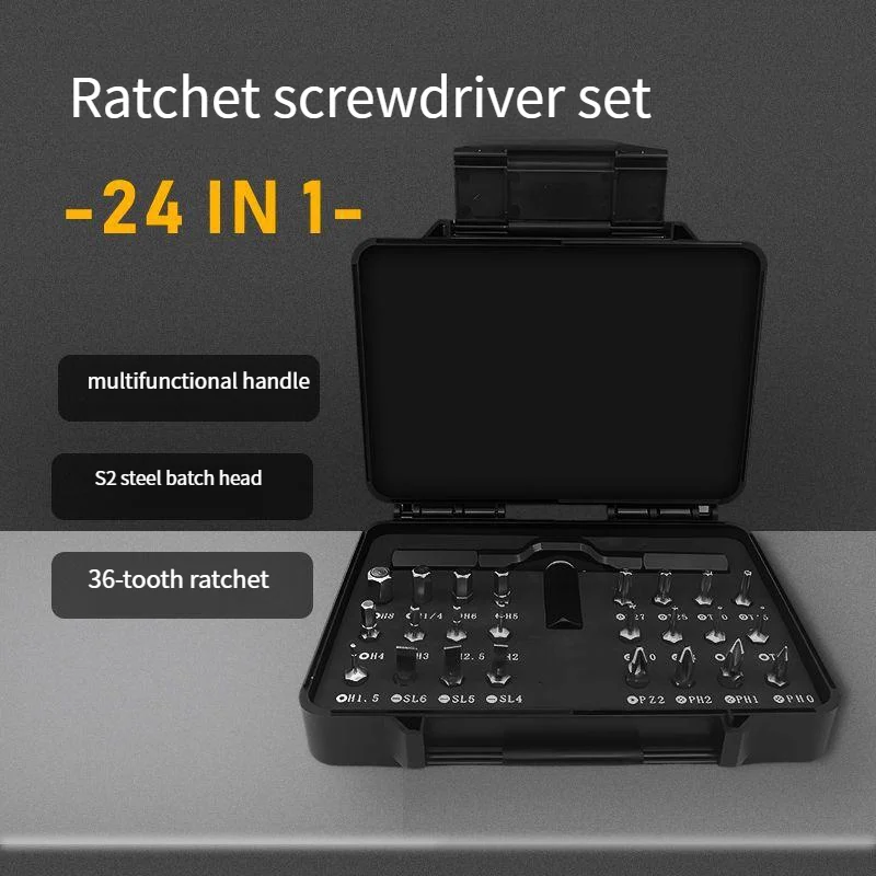 

Multi-function 24-in-1 Screwdriver Kit Ratchet Type with Bits Household Tool Set