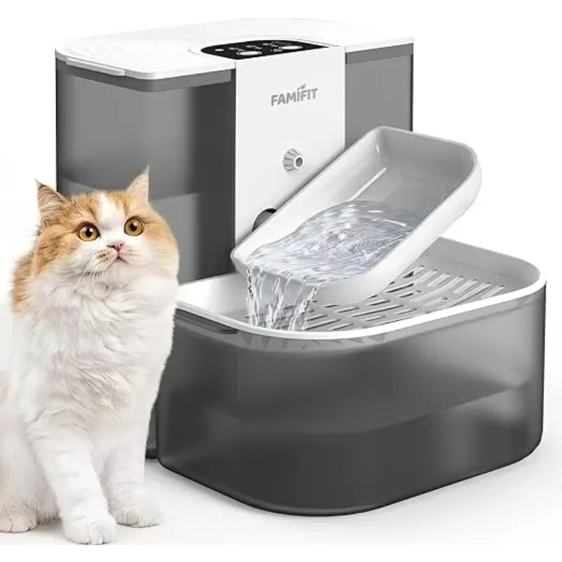 OEM ODM 4.5L Eco-Friendly Ceramic Smart Waterproof Wireless Pet Water Fountain 1800mAh Battery Filter-Free Waste Separation for