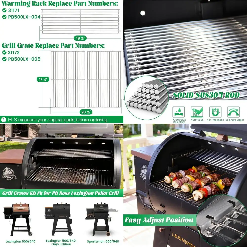 

Stainless Steel Grilling Rack for Wood Pellet Smoker, Upper Cooking Grate, Replacement Part, BBQ Accessory