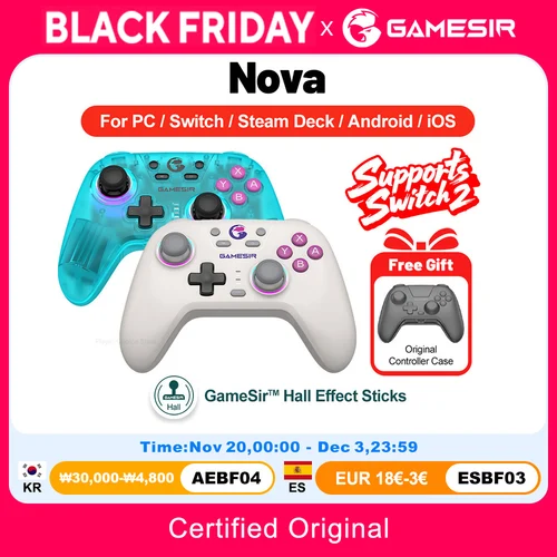 Gamesir Nova PC Gamepads para Nintendo Switch 2 controlador Windows Steam Switch Android IOS Gamer Hall palos efectivos HD Rumble