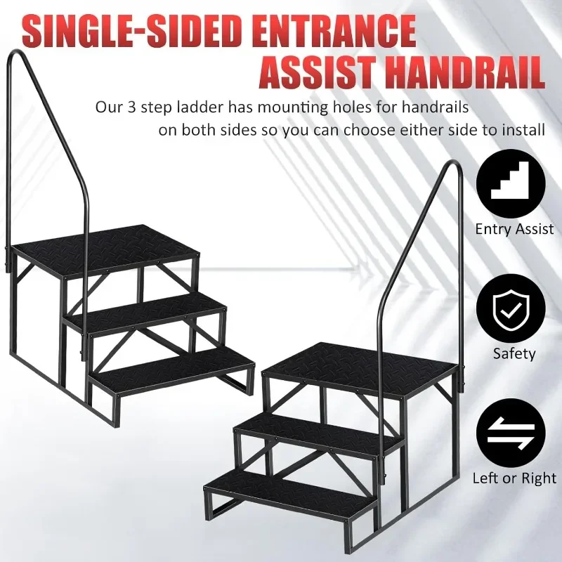 Hot Tub-trappen met leuning 3-traps RV-trappen Update 3.0 RV-trap voor buiten met antislippedalen | RV-ladders voor reisaanhangwagens