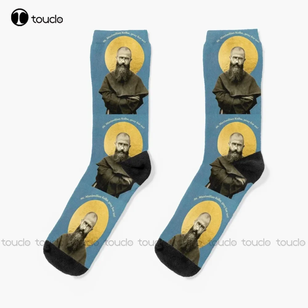 

Носки St. Maximilian Kolbe Holy Card Design, длинные мужские носки 360° ° Носки унисекс с цифровым принтом для взрослых и подростков, подарочные забавные носки