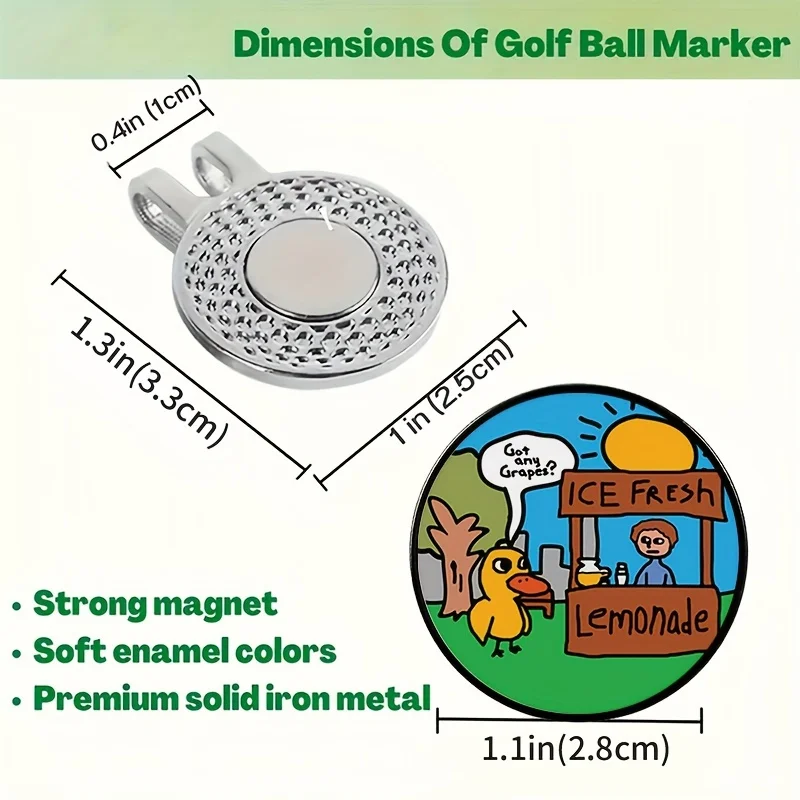 Interesting grape ice, fresh lemon, durable magnetic golf cap clip with detachable ball tag golf ball line marker pelota degolf