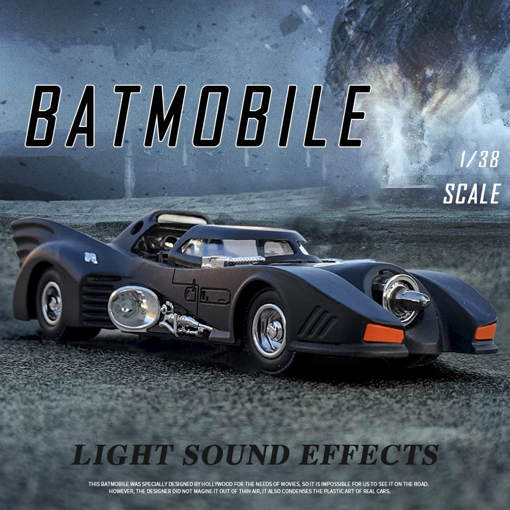 

1/38 Alloy Classic Movie Car Batmobile Bat Sports Car Model Simulation Diecasts & Toy Metal Car Sound Light Kids Gift Collection