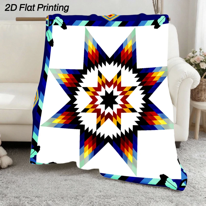 Native American Style Star Pattern Decorative Throw Blanket for Sofa, Bed, Home Decor, Office, and Unique Gift