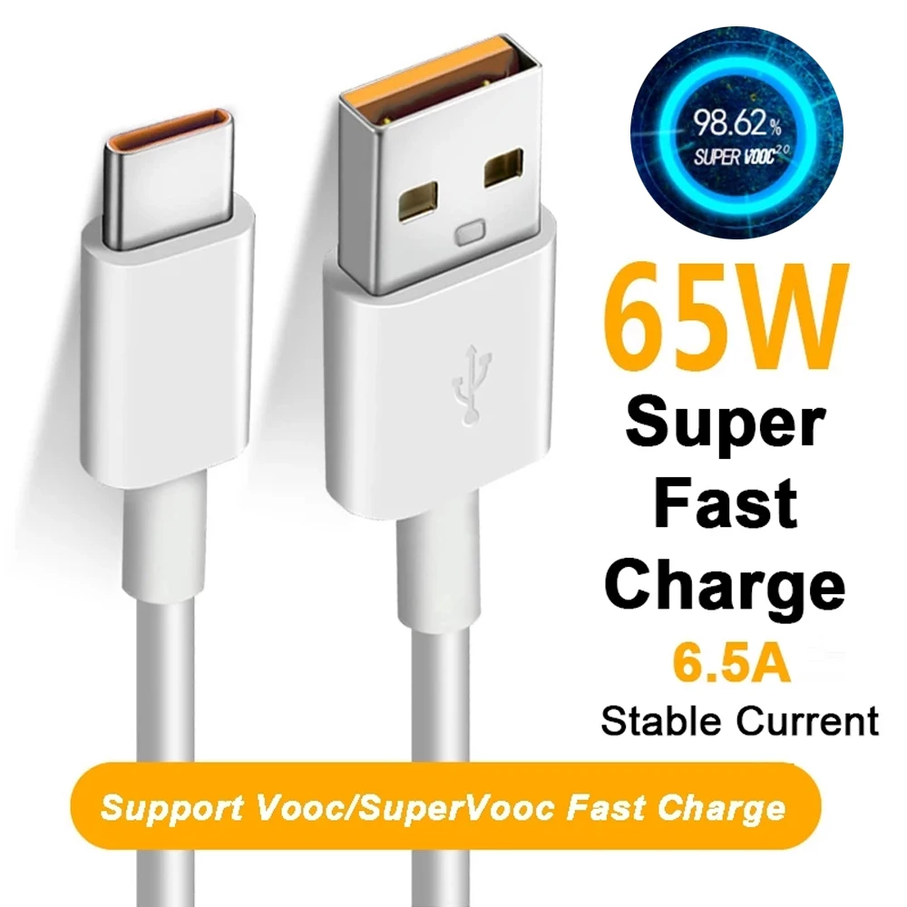 6,5A 1M/1,5M/2M Schnellladekabel USB Typ-C Kabel Ladekabel für Samsung Xiaomi OPPO Huawei Smartphones
