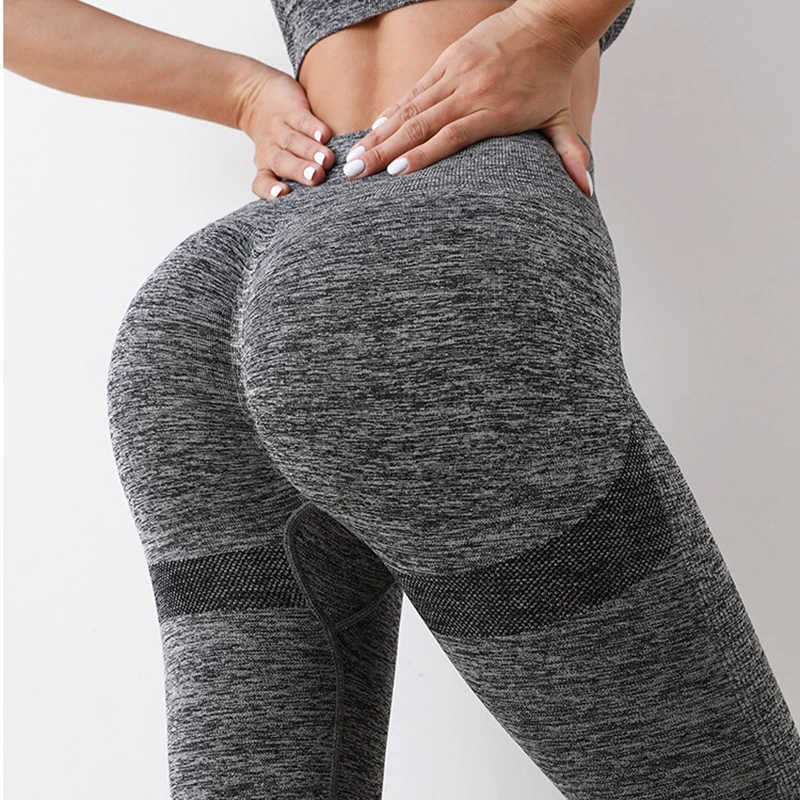 Fitness Women Sport Seamless Leggings High Waist Elastic Solid Yoga Leggings Gym Jogging Quick Dry Push Up Slim Pants Female