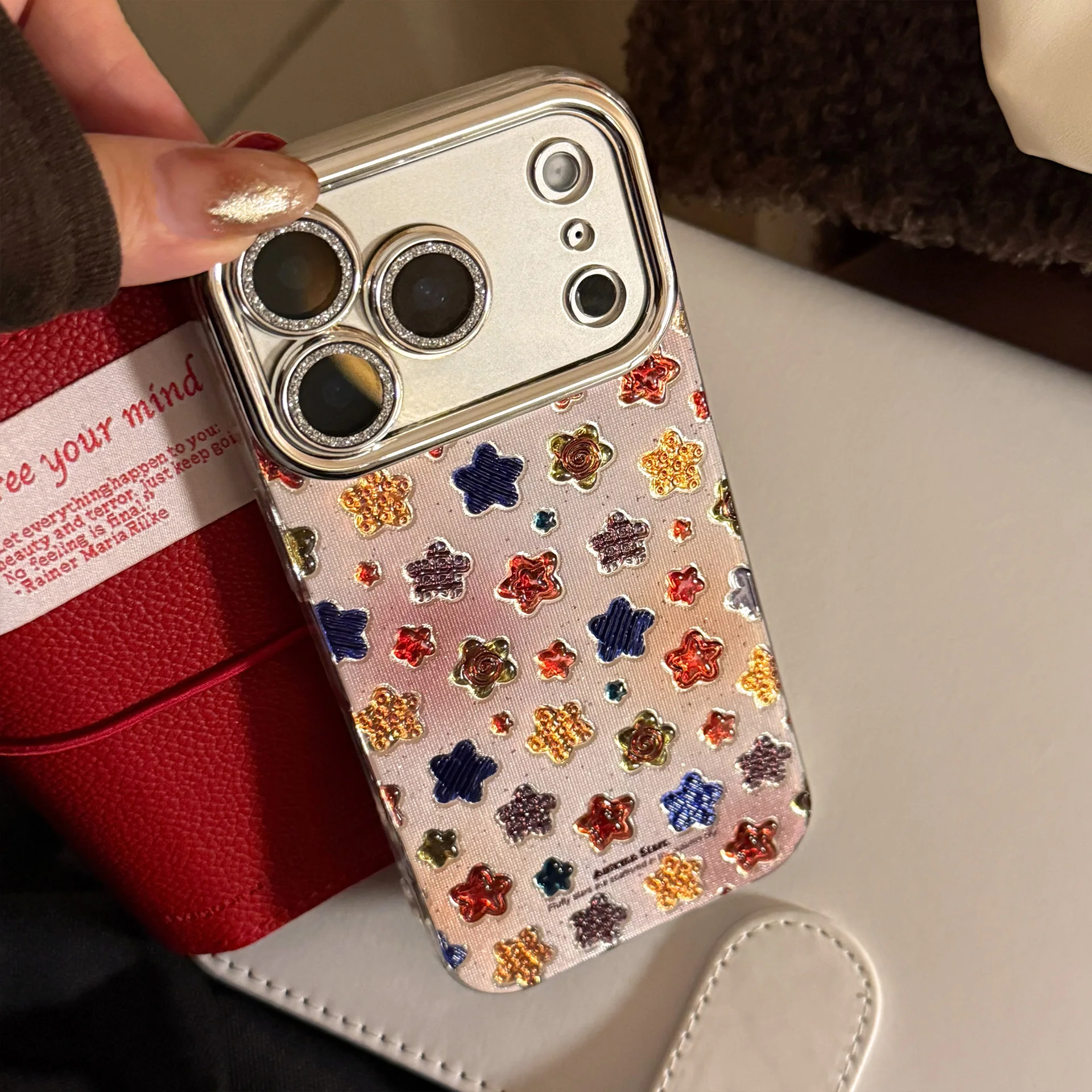 الكورية الملونة نجوم قضية الهاتف آيفون 17 الهواء 16 15 14 13 12 11 برو ماكس XS XR X 7 8 زائد بريق عدسة فيلم للصدمات غطاء