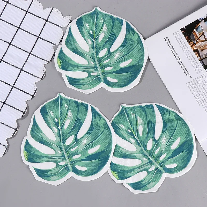 Cut Edge Cor Papel Guardanapos, Turtle Back Leaf Printing, Placemat Party Decor, 2-Ply Shaped, 10 pcs, 20pcs por pacote