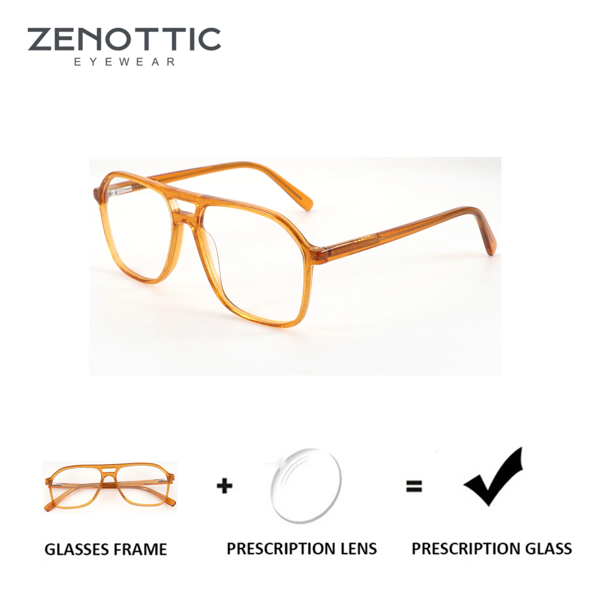 ZENOTTIC S Size Pilot Customised Men's Prescription Glasses Photochromic Anti Blue Light Acetate Optical Eyeglasses