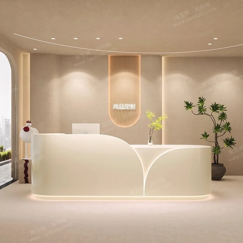

High-end light luxury checkout page Bar front desk Marble modern simple beauty salon company Medical beauty consultation recepti