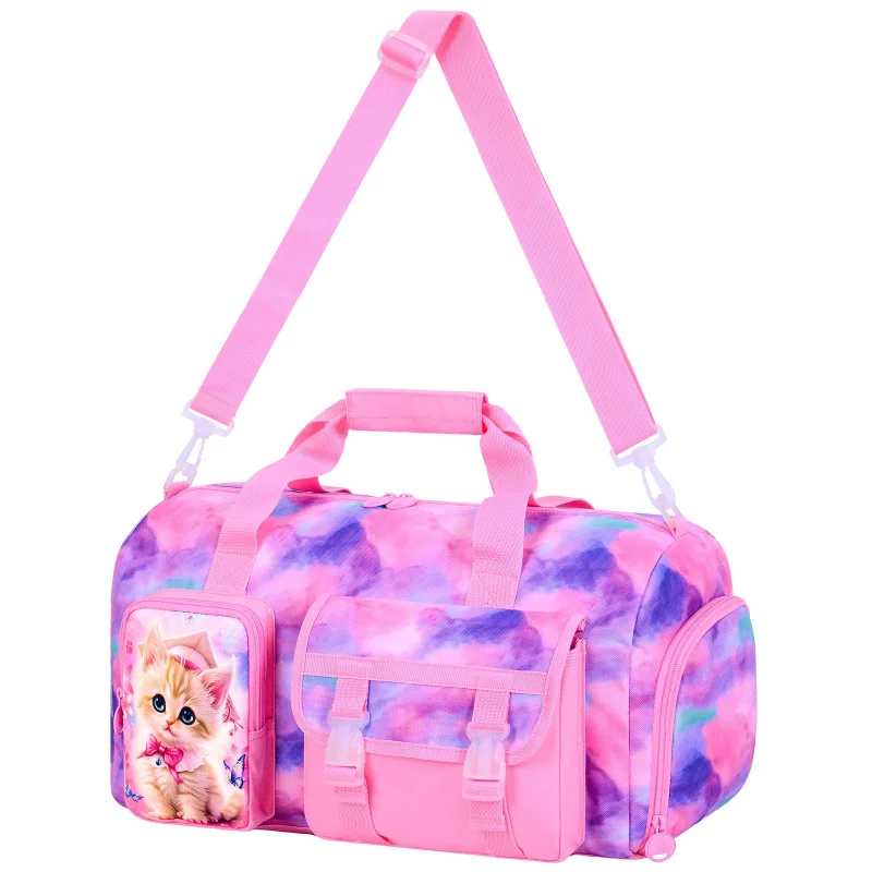 

1Pcs Cat Travel Duffle Bag Weekender Overnight Bag Gym Tote Bag with for Girls Workout Duffel Bag-Pink