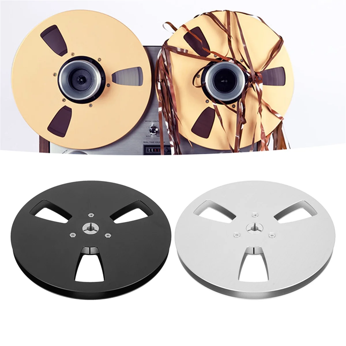 A07I 7 Inch Empty Tape Reel 1/4 Empty Tape Reel 3 Holes Wind Resistance Holes Open Reel Sound Takeup Reel for Recording B