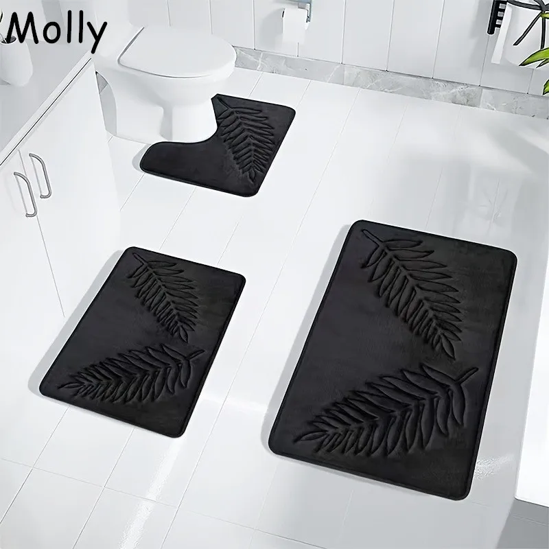 

3pcs Super Absorbent Bath Mat Memory Foam Carpet Non-slip Bathroom Rug Bathtub Side Floor Rug Shower Room Doormat Toilet Footpad