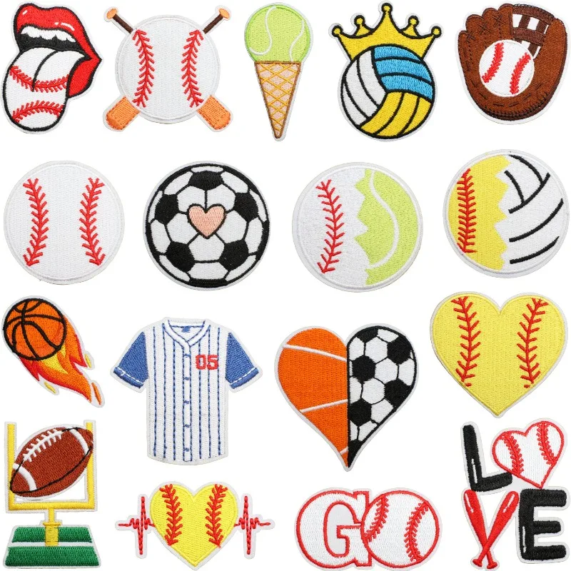 

Sports Baseball Soccer Tennis Football Iron-on Sew Embroidery Badge Patches DIY T-shirt Hat Backpack Clothing Appliques Sticker