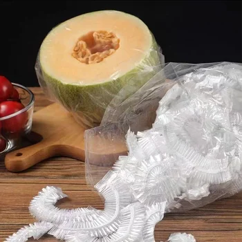 食品グレードのプラスチックラップカバー、伸縮性のある口ボウルカバー付きの使い捨て家庭用プラスチックラップカバー