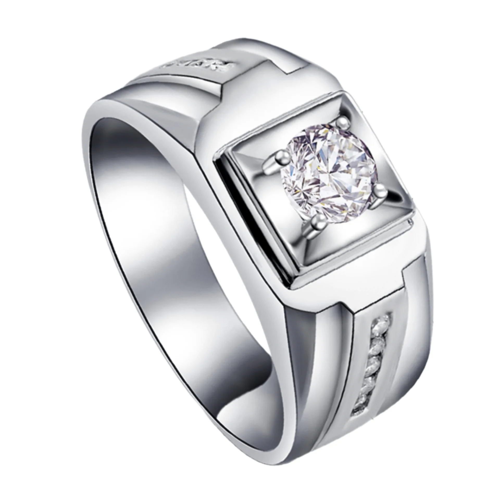Men's 925 Silver Shining Zircon Ring, Wedding Engagement
