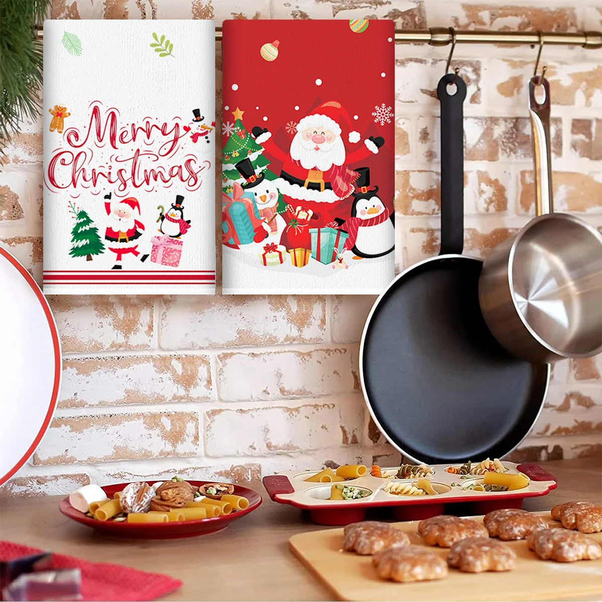

2pcs Christmas Kitchen Towels Merry Christmas Party Decoration 2025 Xmas Santa Claus Dish Towel Navidad Natal New Year Gift 2026