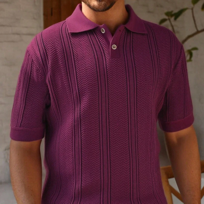 US Size Mens Knit Shirts Casual Stretch Golf Shirts Short Sleeve Polo Shirt Men's Summer Old Money Knit Top