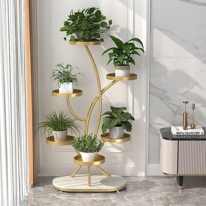Modern Luxury Multi-Tier Iron Plant Stand with Wheels Living Room Balcony Home Decor Novelty New Indoor Outdoor Organizer