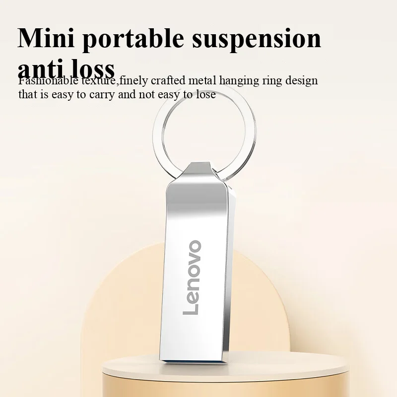 محرك أقراص فلاش USB للتخزين المحمول من لينوفو، مضاد للفقدان، صغير، جسم معدني