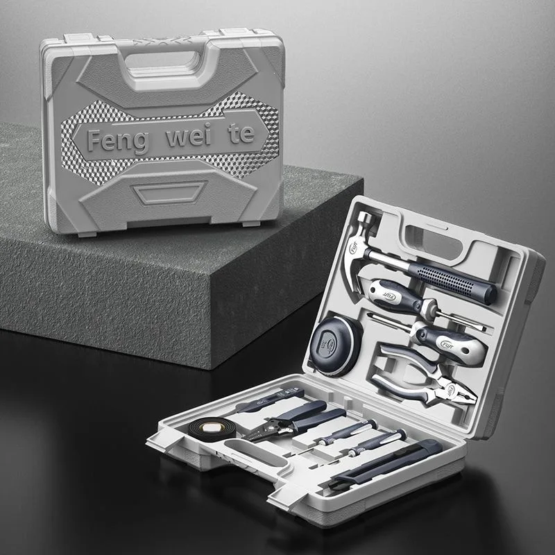 Complete Household Hand Tool Set Case with Wrench, Pliers, Screwdriver and Woodworking Accessories for Car Repair, Home