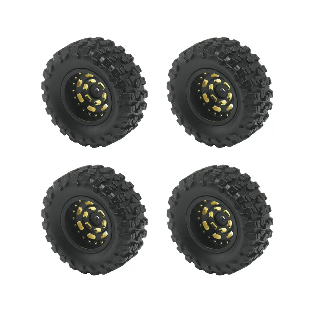 Messing-0,7-Zoll-Rad und Messing-/Offset-0,7-Zoll-Reifen mit Schaumstoff für Axial SCX30 1/30 Autos, Upgrade-Teile, 4 Stück/Set