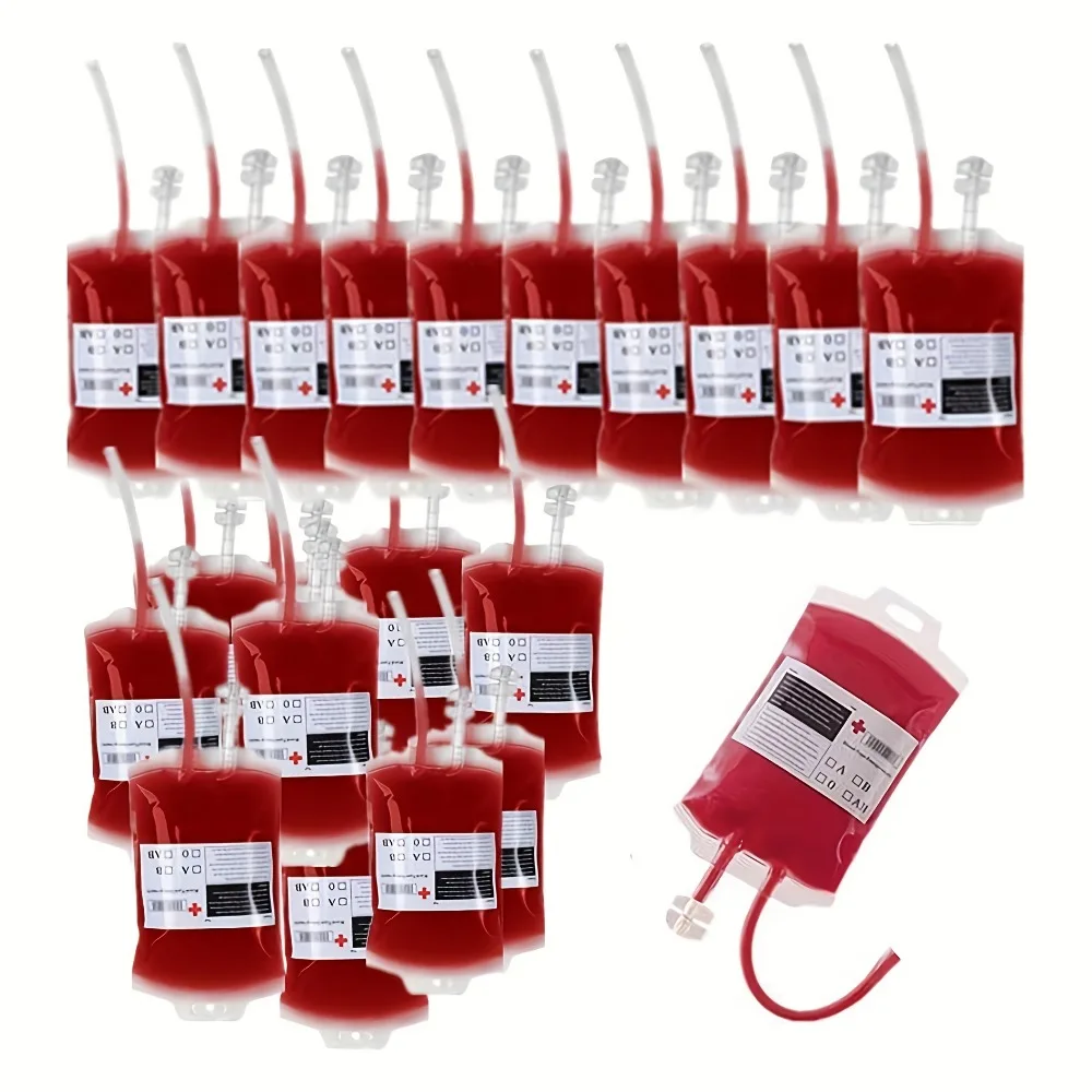 25pcs 350ml Drinking Bags Halloween Blood Bags Party Drink Container Pouches Gag Gift For Haunted House Props Halloween Party