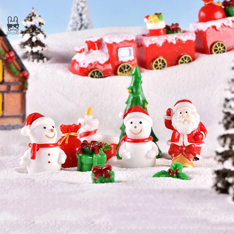 1pc Santa Claus bałwan ozdoby zewnętrzne mikro do dekoracji domu Boże Narodzenie prezent figurki miniaturowe dekoracje świąteczne