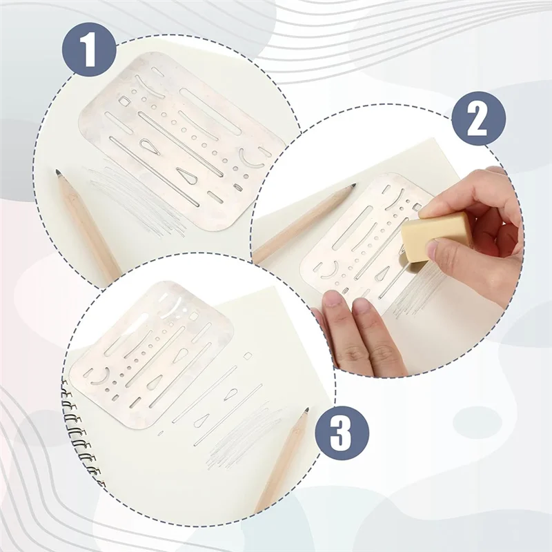 GYTB-Drawing Template Eraser Shield 6PCS 2 Styles Stainless Steel Erasing Shields, Eraser Template Shield Drafting Tools