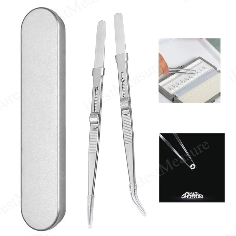 1/2pcs Tweezers Stainless Steel Fine Tipped Precision Tweezers Multipurpose Straight Curved Non-Slip Locking Tweezer for Jewelry