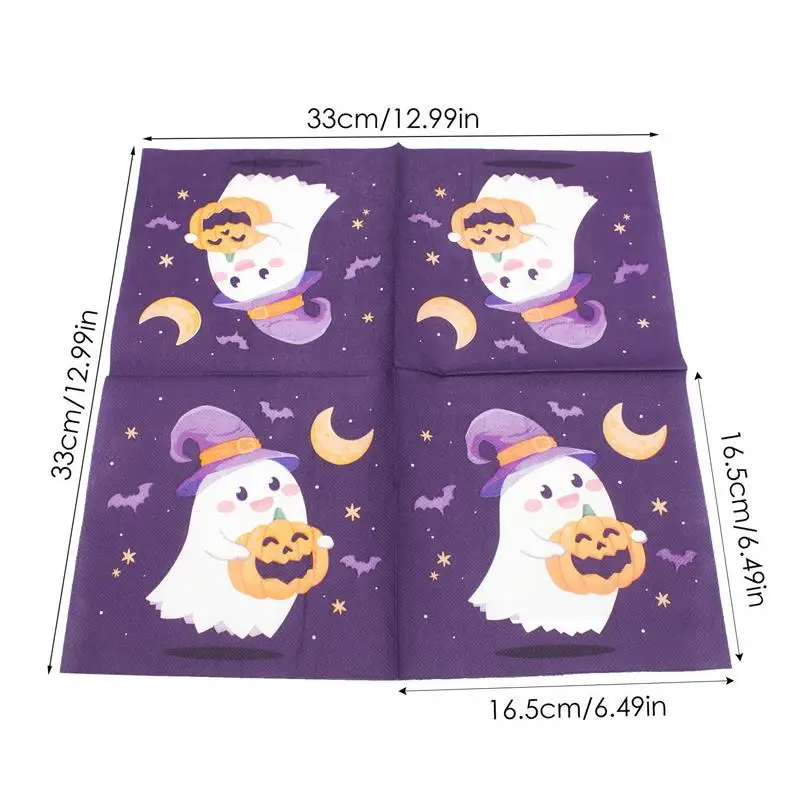 Halloween Party Napkins 20X Ghost With Pumpkin Paper Towels Halloween Table Decoration 6.5X6.5Inch Decorative Dessert Dinner