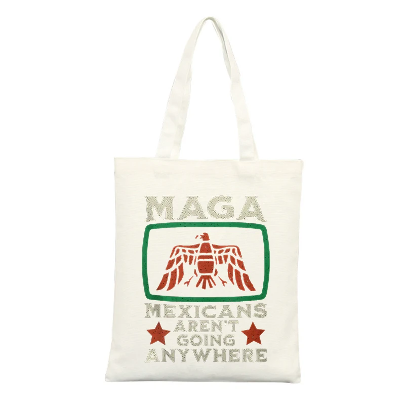 Canvas Tote Bag with Eagle Graphic and Slogan-style Print, Ideal for Casual Daily Use and Weekend Outings
