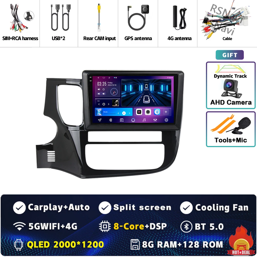 Android 15 Voor Mitsubishi Outlander 3 GF0W GG0W 2012-2018 Stereo Autoradio Multimedia Video Player GPS AI Voice CarPlay