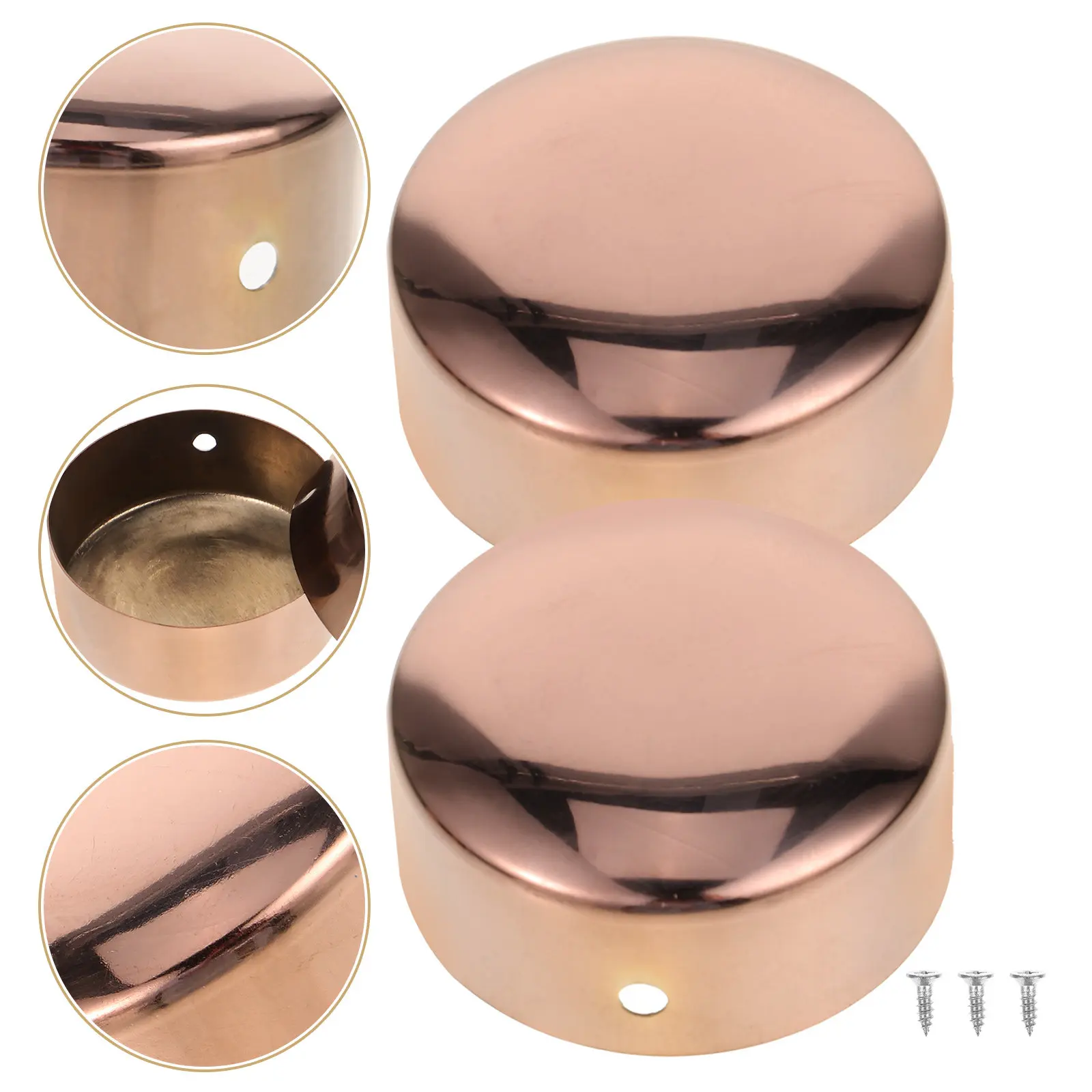 2Pcs Handrail End Caps Stainless Steel Round Handrail Covers for Wooden Plastic Staircase Replacement Fittings