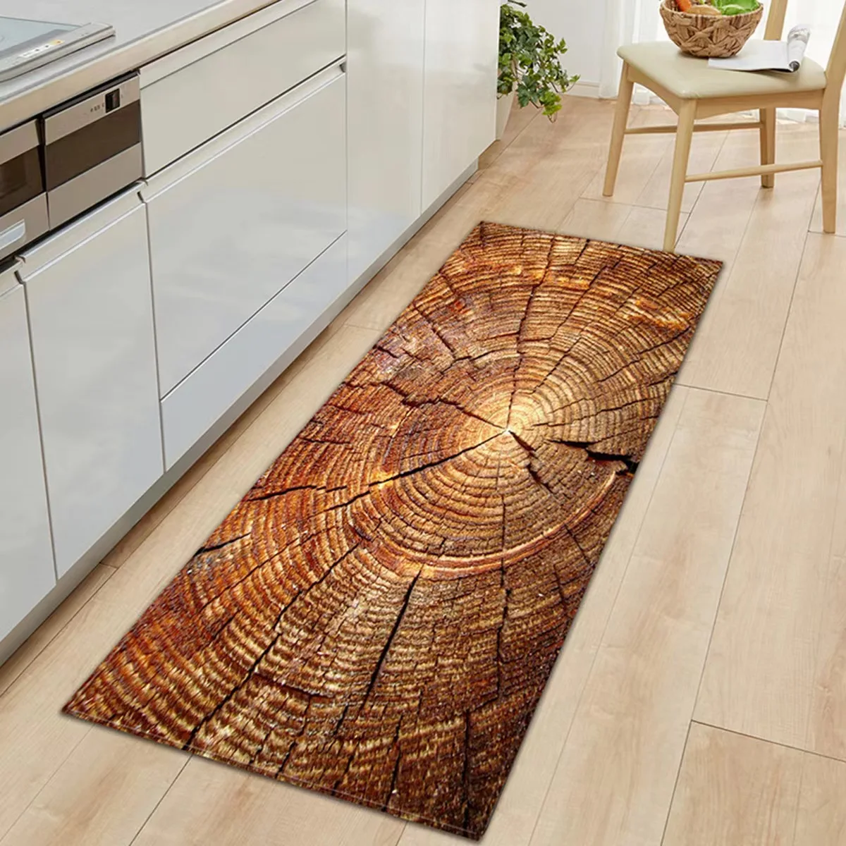 Wood Grain Household Crystal Pile Carpet Kitchen Doormat Bathroom Bedroom Absorbent Non-Slip Carpet