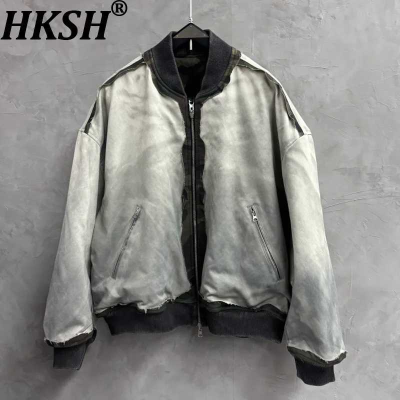 

HKSH осень зима мужская прилив темная панк ниша двусторонняя отходы Land винтажная лоскутная утолщенная куртка теплое ветрозащитное пальто HK16137