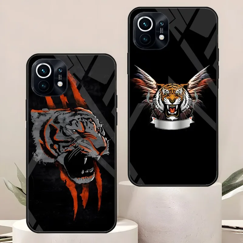 Mighty Tiger Phone Case For Xiaomi 11 13 12 Pro X T Lite POCO F3 S Note 10 S 8 A 9 Redmi Tempered Glass Coque